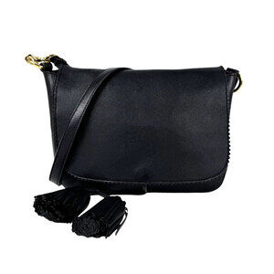 Loewe LOEWE Shoulder Bag Anagram Leather Black Gold Women's z11117